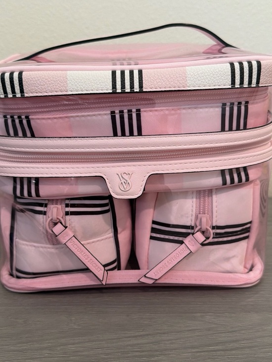 Victoria's Secret Handbags - Victoria's Secret Pink Clear-Top Cosmetic Case with Plaid Accents